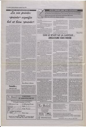 Le Soleil de Colombie-Britannique, May 10, 1996, page 2