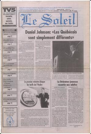 Le Soleil de Colombie-Britannique, April 26, 1996, page 1