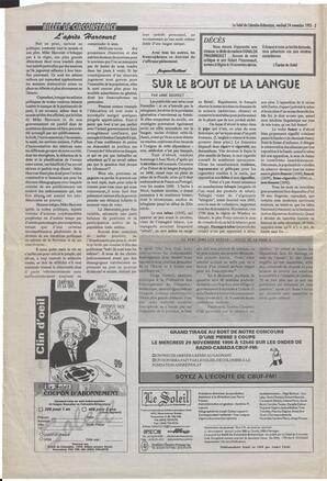 Le Soleil de Colombie-Britannique, November 24, 1995, page 2