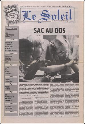 Le Soleil de Colombie-Britannique, September 1, 1995, page 1