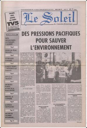 Le Soleil de Colombie-Britannique, July 14, 1995, page 1