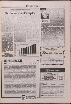 Le Soleil de Colombie-Britannique, November 25, 1994, page 3