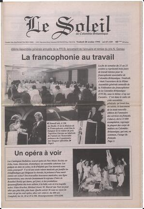 Le Soleil de Colombie-Britannique, October 28, 1994, page 1