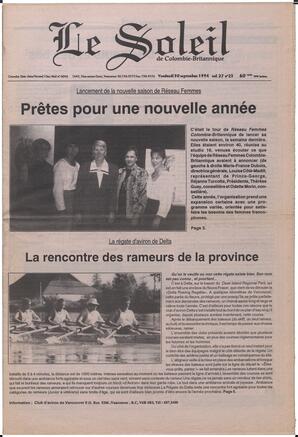 Le Soleil de Colombie-Britannique, September 30, 1994, page 1