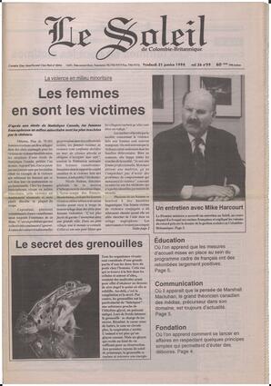 Le Soleil de Colombie-Britannique, January 21, 1994, page 1