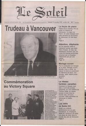 Le Soleil de Colombie-Britannique, November 19, 1993, page 1