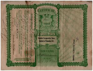 Reverse side of Amanda Wartiainen Certificate for Shares