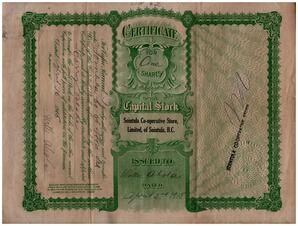 Reverse side of Willie Ahola Certificate for Shares