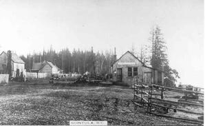 Photo of downtown Sointula, undated, and the first Sointula Cooperative Store
