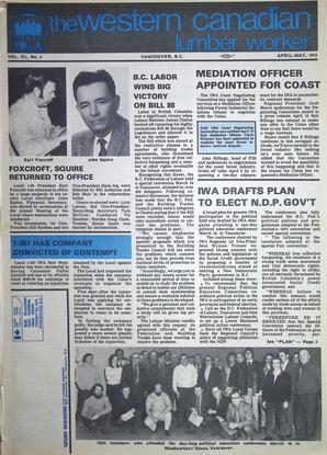   The Western Canadian Lumber Worker, Vol. XL No. 3, Apr.-May 1972   , page 1