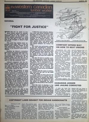   The Western Canadian Lumber Worker, Vol. XL No. 2, Mar. 1972   , page 12