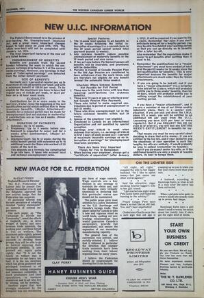  The Western Canadian Lumber Worker, Vol. XXXIX No. 11, Dec. 1971   , page 9