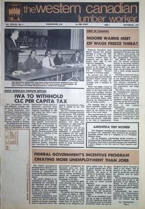   The Western Canadian Lumber Worker, Vol. XXXIX No. 9, Oct. 1971   , page 1
