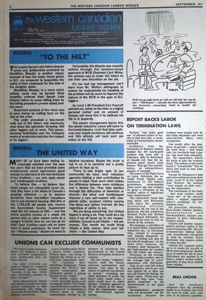   The Western Canadian Lumber Worker, Vol. XXXIX No. 8, Sep. 1971   , page 12