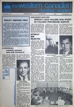   The Western Canadian Lumber Worker, Vol. XXXIX No. 8, Sep. 1971   , page 1