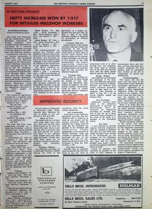  The Western Canadian Lumber Worker, Vol. XXXIX No. 7, Aug. 1971   , page 11