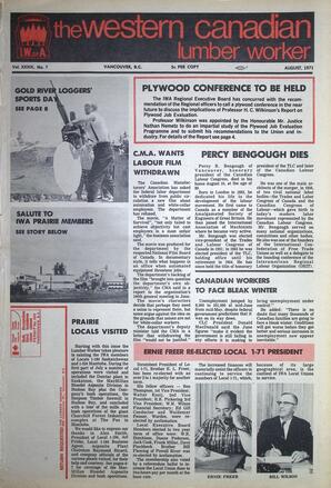   The Western Canadian Lumber Worker, Vol. XXXIX No. 7, Aug. 1971   , page 1