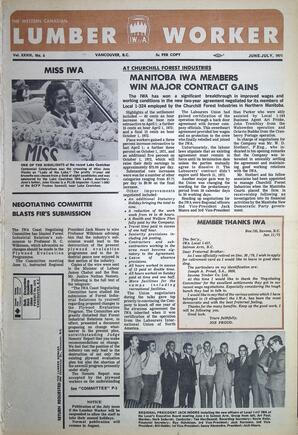   The Western Canadian Lumber Worker, Vol. XXXIX No. 6, Jun.-Jul. 1971   , page 1