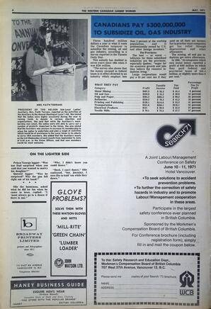   The Western Canadian Lumber Worker, Vol. XXXIX No. 5, May. 1971   , page 4