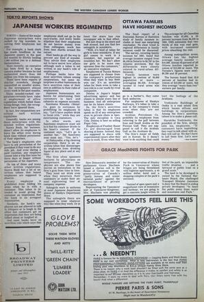   The Western Canadian Lumber Worker, Vol. XXXIX No. 2, Feb. 1971   , page 9
