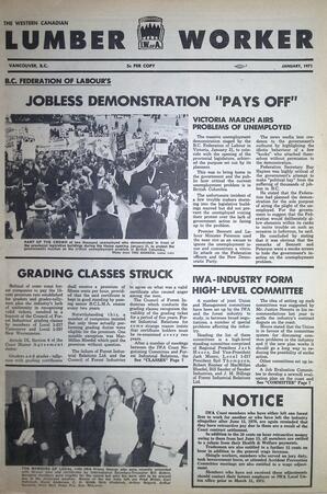   The Western Canadian Lumber Worker, Vol. XXXIX No. 1, Jan. 1971   , page 1