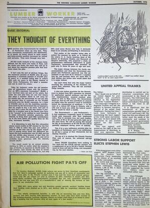   The Western Canadian Lumber Worker, Vol. XXXVIII No.7, Oct. 1970   , page 16