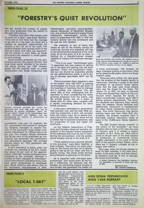   The Western Canadian Lumber Worker, Vol. XXXVIII No.7, Oct. 1970   , page 11