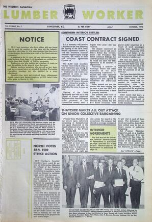   The Western Canadian Lumber Worker, Vol. XXXVIII No.7, Oct. 1970   , page 1