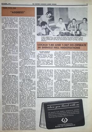   The Western Canadian Lumber Worker, Vol. XXXVIII No.6, Sep. 1970   , page 11