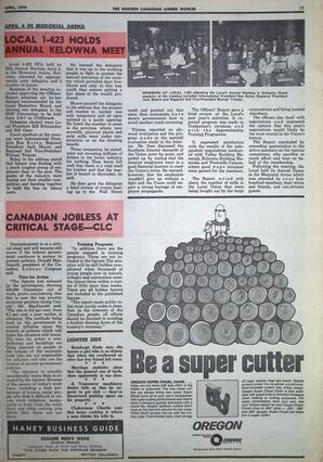   The Western Canadian Lumber Worker, Vol. XXXVIII No.4, Apr. 1970   , page 11