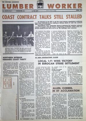   The Western Canadian Lumber Worker, Vol. XXXVIII No.4, Apr. 1970   , page 1