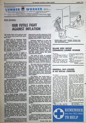   The Western Canadian Lumber Worker, Vol. XXXVIII No.3, Mar. 1970   , page 12