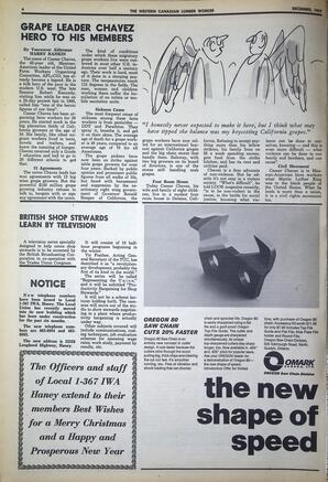   The Western Canadian Lumber Worker, Vol. XXXVII, No. 14, Dec. 1969   , page 4