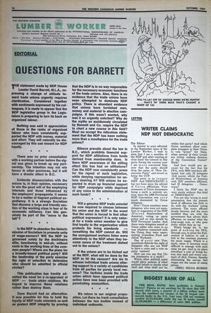   The Western Canadian Lumber Worker, Vol. XXXVII, No. 12, Oct. 1969   , page 16