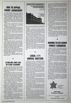   The Western Canadian Lumber Worker, Vol. XLVIII No. 5, May. 1980   , page 8