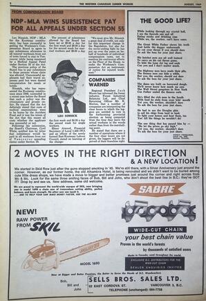   The Western Canadian Lumber Worker, Vol. XXXVII, No. 10, Aug. 1969   , page 2