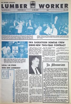   The Western Canadian Lumber Worker, Vol. XXXVII, No. 9, Jul. 1969   , page 1