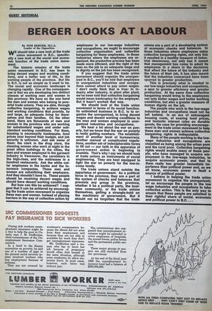   The Western Canadian Lumber Worker, Vol. XXXVII, No. 8, Jun. 1969   , page 12