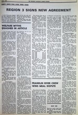   The Western Canadian Lumber Worker, Vol. XXXVII, No. 8, Jun. 1969   , page 9