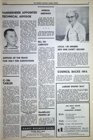   The Western Canadian Lumber Worker, Vol. XXXVII, No. 4, 1st Issue Mar. 1969   , page 3