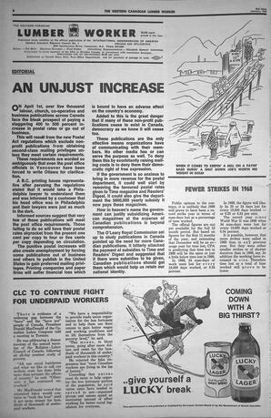   The Western Canadian Lumber Worker, Vol. XXXVII, No. 2, 2nd Issue Jan. 1969   , page 8