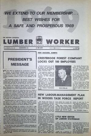   The Western Canadian Lumber Worker, Vol. XXXVI, No. 24, 2nd Issue Dec. 1968   , page 1