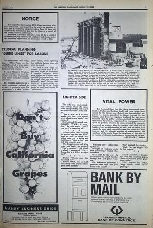   The Western Canadian Lumber Worker, Vol. XXXVI, No. 17, 1st Issue Sep. 1968   , page 11