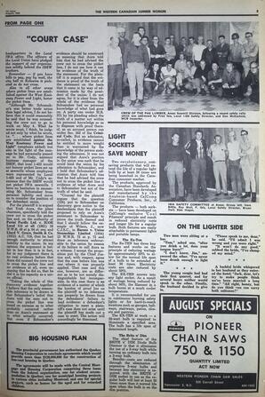   The Western Canadian Lumber Worker, Vol. XXXVI, No. 15, 1st Issue Aug. 1968   , page 5