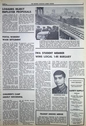   The Western Canadian Lumber Worker, Vol. XXXVI, No. 15, 1st Issue Aug. 1968   , page 3