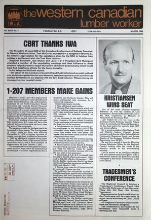   The Western Canadian Lumber Worker, Vol. XLVIII No. 3, Mar. 1980   , page 1