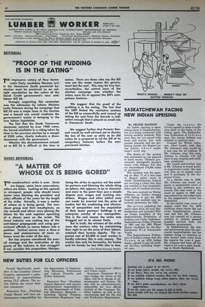   The Western Canadian Lumber Worker, Vol. XXXVI, No. 10, 2nd Issue May 1968   , page 12