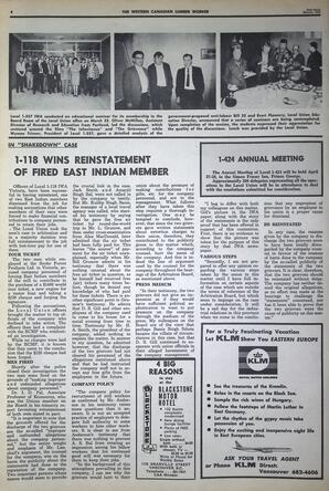   The Western Canadian Lumber Worker, Vol. XXXVI, No. 6, 2nd Issue Mar. 1968   , page 4