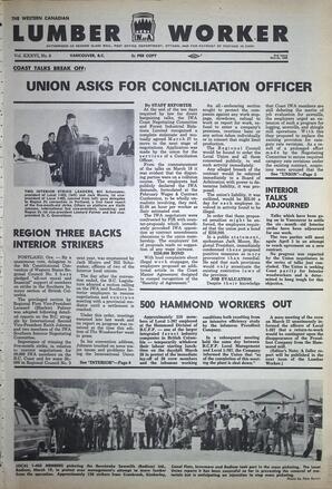   The Western Canadian Lumber Worker, Vol. XXXVI, No. 6, 2nd Issue Mar. 1968   , page 1