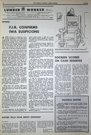   The Western Canadian Lumber Worker, Vol. XXXVI, No. 5, 1st Issue, Mar. 1968   , page 12